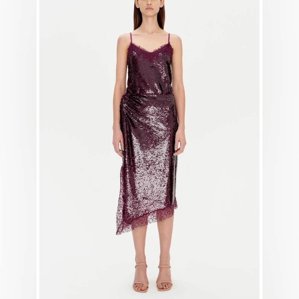 Simkai Arlene Sequin Cami Top in Purple (Mangosteen) - Size 4